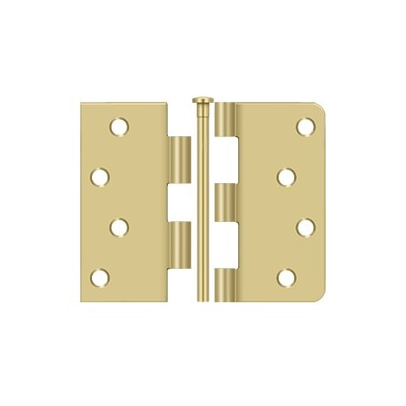 Deltana 4Hx1/4 Radius Plain Bearing Mortise Door Hinge Radius Corner Polished Brass / Brushed Bras PR S4404U3/4-UN